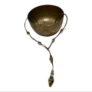 CHICO’S Women’s Long Y-Style With Cord & Chunky Gold Diamond Shapes Brown